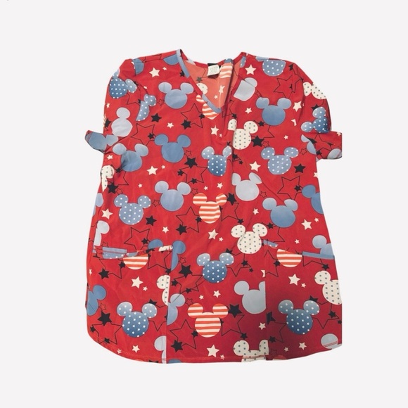 Disney Tops - 🇺🇸Disney Mickey Mouse Patriotic Scrub Top -
Size Large
